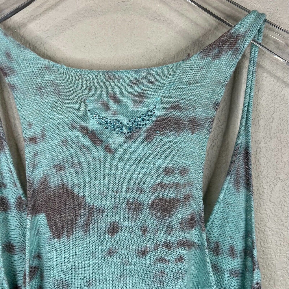 Zadig & Voltaire Tank Dress Women's Small Blue Tie Dye Linen Scoop Neck Pullover - Picture 9 of 12